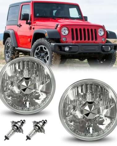 I1MOTOR 7" Headlights for 2000-2006 Jeep Wrangler TJ & Hummer H1,1980-1981 Honda Civic,1980-1981 Honda Civic,1988-1993 Volkswagen Cabriolet, 1993-1995 Land Rover Range Rover Headlamp