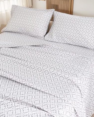 UDEAL Twin Size Sheet Set 4 Pieces - Soft Floral Sheets Twin, Microfiber Flower Twin Sheets Set Deep Pocket, Breathable & Cooling, Boho Floral
