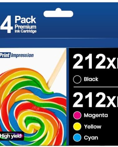 212XL Ink T212XL T212 High Capacity for Epson 212 Ink Cartridges Remanufactured for Epson 212XL Ink Cartridges Combo Pack for Workforce XP-4100 XP-4105 WF-2830 WF-2850 (Black, Cyan, Yellow, Magenta)
