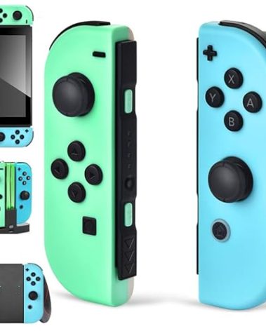 SWTOTK Replacement for Switch Controller Work with Switch/Lite/OLED,Wireless Gamepad Support Dual Vibration,6-Axis Gyro,Wake-up,Motion Controls,Screenshot, L/R (Green and Blue)
