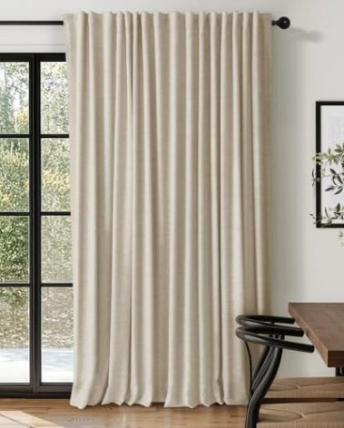 100% Blackout Shield Linen Blackout Curtains for Bedroom 96 Inches Long, Back Tab/Rod Pocket Living Room Drapes, Thermal Insulated Blackout Curtains 1 Panel Set, 100" W x 96" L, Oatmeal