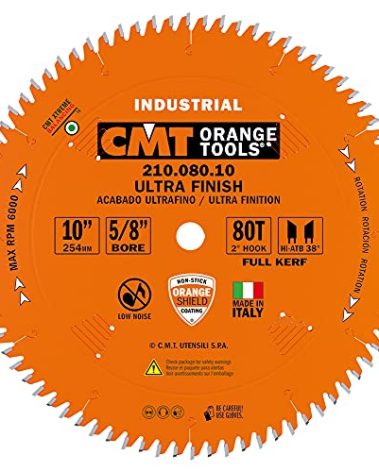 CMT 210.080.10 Industrial Fine Cut-Off Saw Blade, 10-Inch x 80 Teeth 38° ATB Grind with 5/8-Inch Bore, PTFE Coating