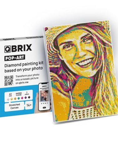 QBRIX Framed Diamond Art from Any Photo - Custom Diamond Painting Kit for Adults - Personalised Gem Art - DIY Craft Kit for Adults - Pop-Art - 12 x 17 inches