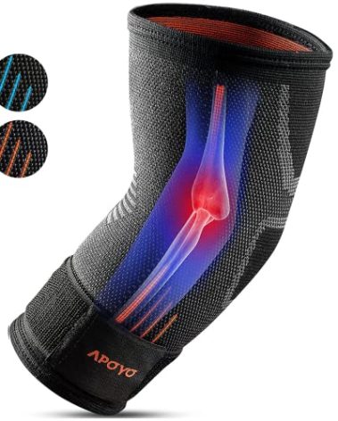APOYO Elbow Brace for Tendonitis and Tennis Elbow, Compression Sleeve for Arthritis, Workouts, Reduce Joint Pain During Fitness Activity (Large)