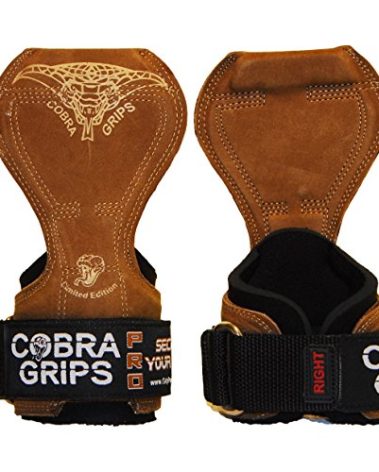 Cobra Grips PRO Weight Lifting Gloves Heavy Duty Straps Alternative Power Lifting Hooks for Deadlifts Adjustable Neoprene Padded Wrist Support Bodybuilding (A PRO Brown Leather)