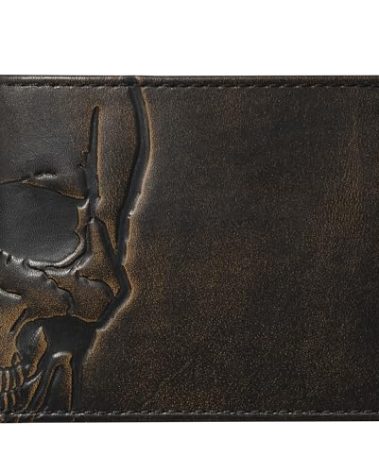 House of Jack Co. Skull Bifold Wallet for Men with Two ID Windows, Full Grain Cowhide Leather Wallet, Black