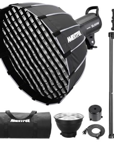 Godox SL-60W CRI 95+ LED Video Light SL60W White 5600K Version 60WS Bowens Mount with P60 Quick Installation Soft Box,Carrying Bag, Light Stand