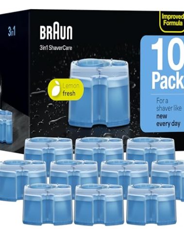 Braun Clean & Renew Refill Cartridges CCR, Replacement Shaver Cleaner Solution for Clean&Charge Cleaning System, Pack of 10