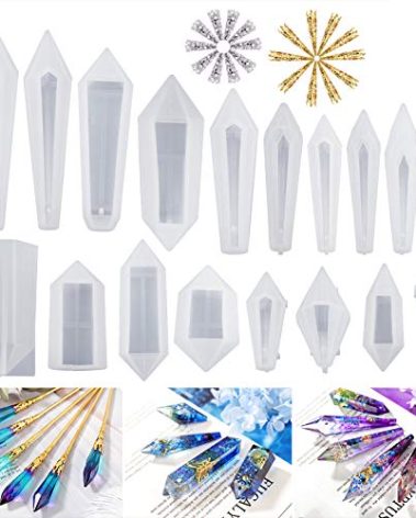 LET'S RESIN Resin Molds 18Pcs Pendulum Crystal Silicone Molds,Multi-Facet UV Resin Jewelry Molds for Quartz Crystals Pendants, Necklace