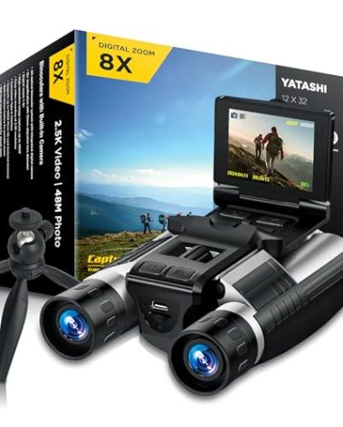 Binoculars with Camera Built in – Digital 12x32 HD Binocular Camera, Tripod Included - 48MP Photos, 2.5K Video, 8X Zoom, with 32GB Memory Card