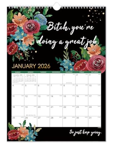 2026 F**k It Calendar for Tired-A*s Women, 8.25''×11.5'', Funny and Sarcastic Wall Calendar for Tired Women, Hang with Ease, Funny Monthly Calendar for Office or Home Decor