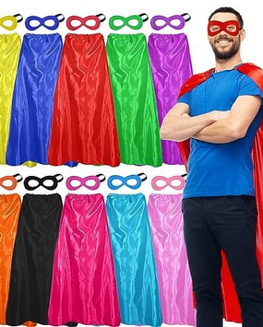 D.Q.Z Bulk Superhero-Capes and Masks for Adults Super Hero Costume Women Men Group Halloween Team Spirit Party,10 Pack