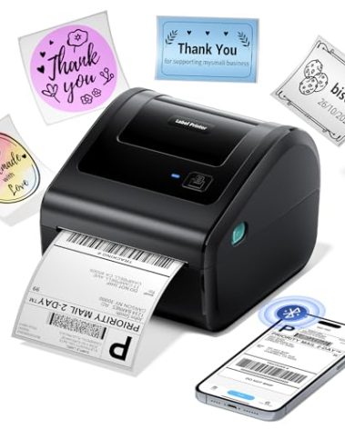 Bluetooth Shipping Label Printer, 4x6 Thermal Label Printer for Small Business - Compatible with Android, iOS, Windows and Mac, Widely Used for Amazon, Ebay, Etsy, Shopify, USPS, UPS,FedEx