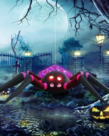 HZGDEJTG 12ft Purple Spider Halloween Inflatable Outdoor Decoration, Yard Decorations with LED Lights for Outdoor Lawn, Garden, Home Holiday Party