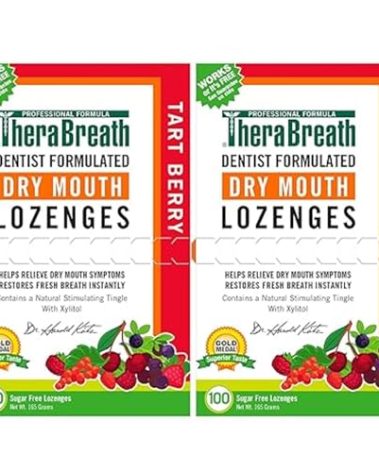 TheraBreath Dry Mouth Lozenges with ZINC, Tart Berry Flavor, 100 Count (Pack of 2)