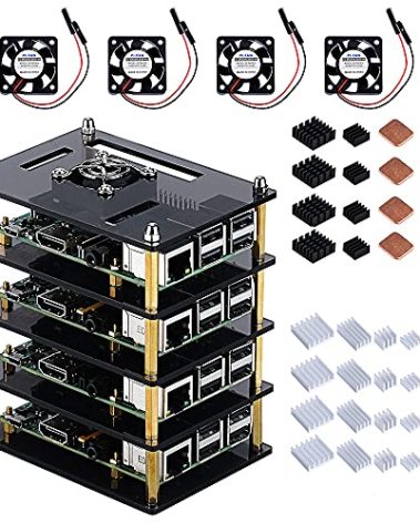 GeeekPi Cluster Case with Cooling Fan and Heatsinks for Raspberry Pi 4B/3B+/3B/2B