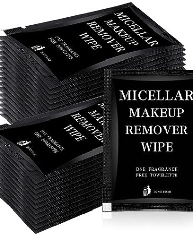 Ctosree 150 pcs Makeup Remover Wipes Bulk Individually Wrapped Makeup Wipes Single Remover Cloth Facial Cleansing Pads for Mascara Lipstick Oil Dirt Face Skin Travel Hotel(Black)