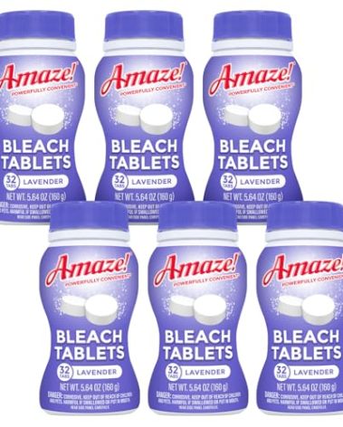 AMAZE Ultra Concentrated Bleach Tablets [6 bottles] - Lavender Scent - for Laundry, Toilet, and Multipurpose Home Cleaning. No Splash Liquid Bleach Alternative