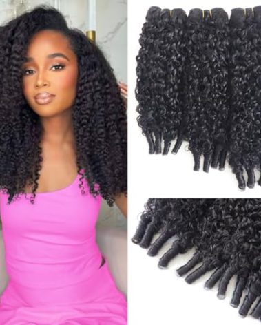 Burmese Curly Bundles Human Hair 18 20 22 Inches 100% Unprocessed Quick Weave 3c4a Water Wave with Spiral Curly End Real Human Hair Extensions Natural Black