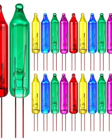 Remagr 70 Pcs 3.5v Christmas Mini Light Bulbs Xmas Holiday Incandescent Wire String Lights Clear Replacement Bulbs for Christmas Tree Xmas Thanksgiving Indoor Outdoor Decor (Colorful)