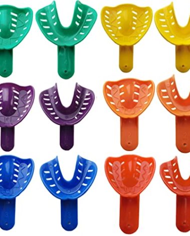 GXXMEI 12PCS 6 Sizes Dental Impression Tray for Adult/Children, Plastic Materials Teeth Holder Dental Central Supply for Oral Tools