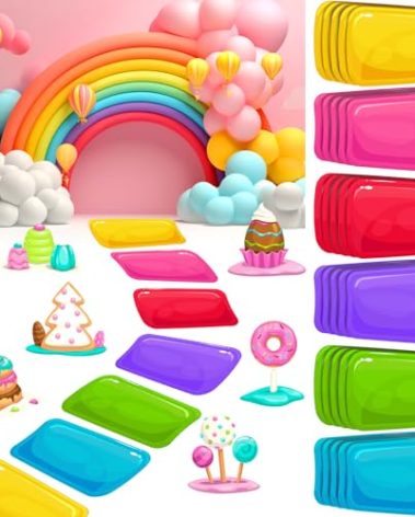 Colorful PVC Floor Stickers Candy Themed Floor Decals Candy Themed Party Decoration for Theme Birthday Party Supplies Halloween Trunk or Treat Car Decorations(30 Pcs,11.8 x 7.9 Inch)