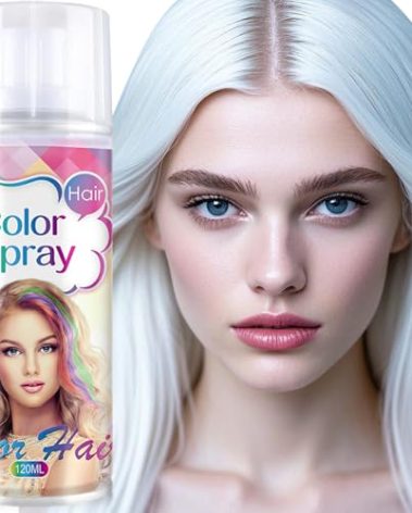 Temporary Hair Color Spray For Kids and Women One-Time Use,Natural Washable White Hair Dye Pomades for Cosplay Party DIY,Christmas Party, Halloween Dye(White,120 ML).