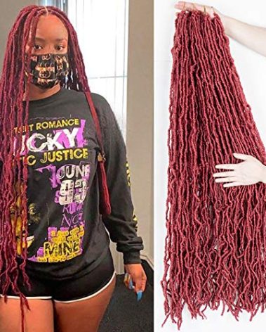 36 Inch Burgundy Soft Faux Locs Crochet Braids Hair Extensions
