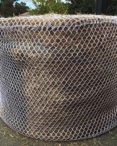 KNOTLESS Heavy Duty 5mm Thick Round Bale Slow Feed Hay Net 6x6 (Hole_Size_2.5 inches)