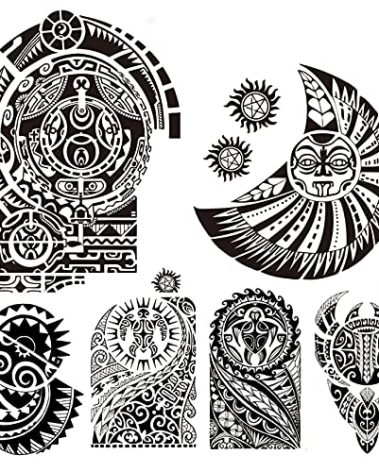 Men Tattoos, 4-Sheet Arm Tattoos and 2-Sheet Extra Large Temporary Tattoo Similar the Rock Arm Chest Big Body Tattoos Sticker Tribal Fake Black Tattoo