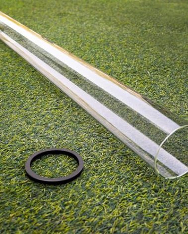 Patio Heater Glass Tube Replacement,49.5" Tall 4" Diameter with Silicone Connecting Ring Compatible with Four-Sided Pyramid Flame Outdoor Heater, Glass Tube Patio Heater for Hiland, Fire Sense