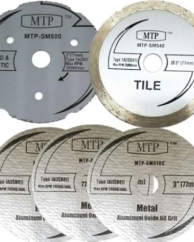 MTP Brand Pack of 5 Assort 3" Wood Plastic Metal Masonry Cutting Wheel Compatible to use for Dremel SM510C sm520 sm500 sm540 Saw Max Rigid R87547B Milwaukee 2522-20 Cut Off Tool - 7/16" Arbor