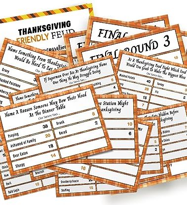 Thanksgiving Friendly Feud Game, Family Feud Game, Family Game Night, Trivia Quiz, Thanksgiving Trivia Game, Games for Family, Office, Class, Group, Fun Feud for Family -GC02