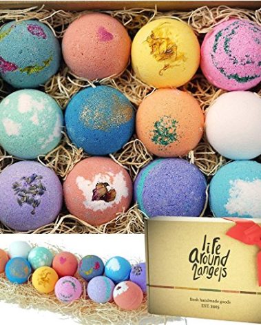 LifeAround2Angels Bath Bombs Gift Set 12 USA made Fizzies, Shea & Coco Butter Dry Skin Moisturize, Perfect for Bubble Spa Bath. Handmade Birthday Mothers day Gifts idea For Her/Him, wife, girlfriend