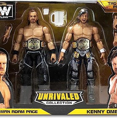 All Elite Wrestling Unrivaled Collection Tag Team Pack - Kenny Omega and Hangman Adam Page Action Figures, Plus Accessories - Amazon Exclusive