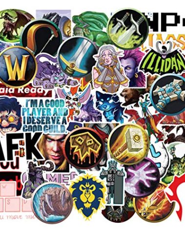 World of Warcraft Stickers for Water Bottles 50 Pcs Cute,Waterproof,Aesthetic,Trendy Stickers for Teens,Girls Perfect for Waterbottle,Laptop,Phone,Travel Extra Durable Vinyl