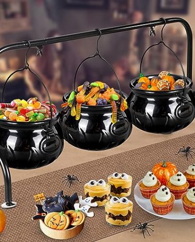 Halloween Decorations Halloween Party Decorations - 3 Ceramic Witches Cauldron Serving Bowls Set Hocus Pocus Witch Decoration Serving Cauldron for Party Supplies Home Kitchen Outdoor Indoor Decoration