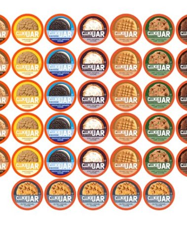 Cookie Jar Assorted Flavored Coffee Pods for Keurig K Cup Brewers, 40 Count Variety Pack – Flavored Coffee Sampler with Multiple Delicious Options