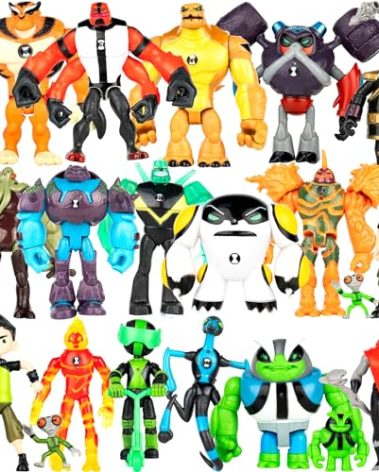 MUKSSE Big Set 20 pcs Omnitrix Action Figures Toys, Exclusive Collection Toys, Anime Character Figurines with Cake Toppers, Alien Hero Themed Party Decor Birthday Party Cake Decoration Supplies