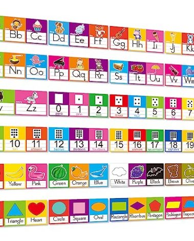 Alphabet Line ABC Number 0-20 Colors and Shapes Wall Decorations for Pre-School Kindergarten Elementary Classroom Nursery Homeschool