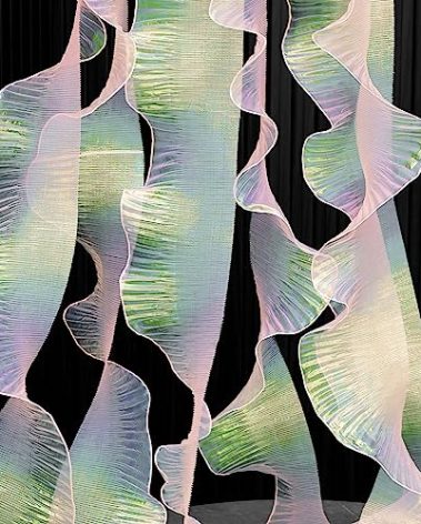 Newwiee 15 Yard Ruffle Pleated Chiffon Trim Halloween Organza Ruffled Iridescent Ribbon Jellyfish Fabric Chiffon Ribbon Lace Fabric Trim for Jellyfish Cosplay Hat Lanter Skirt Costume(Iridescent)