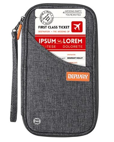 defway Passport Holder Travel Wallet - Family Passport Holder of 4, RFID Blocking Passport Wallet for Men Women, Travel Essentials for Flying, GREY