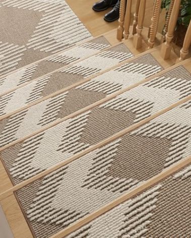 PADOOR 15PC Stair-Treads Non Slip, 3D Peel and Stick Stair Treads for Wooden Steps Indoor, Stair-Carpet Treads Washable Reusable Adhesive Stair-Runner Rugs for Kids and Dogs 8"x30" Brown