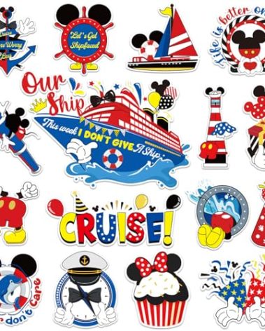 16pcs Reflective Captain & Mouse Cruise Door Decorations - Cute Summer Life Magnetic Stickers & Decals for Cars, Refrigerator, Carnival Cruise Ship, Birthday & Holiday Party