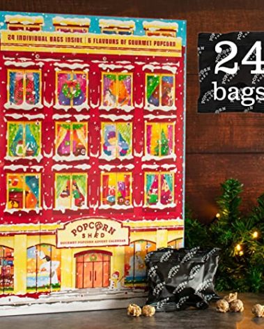 Popcorn Shed Gourmet Popcorn Christmas Advent Calendar 2025, 24 Days of Popcorn - 6 Luxury Flavors, All Natural and Vegetarian Foodie Gift, Non-Chocolate Advent Calendar, British Candy