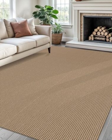 Ivissy Braided Area Rug 6x9 Ft Washable Rugs for Living Room Non Slip Bedroom Rugs Boho Dining Room Rug Cotton Living Room Woven Floor Carpet for Nursery Playroom, Orange/Tan/Brown