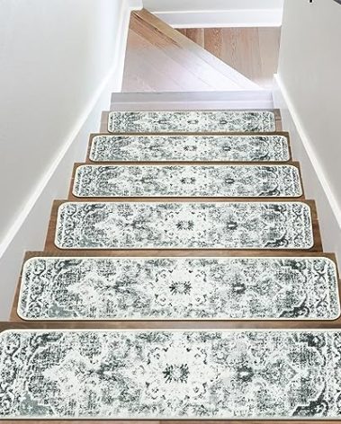 OJIA Non-Slip Stair Treads for Wooden Steps 15PCS, 30"X8" Carpet Stair Treads Indoor Stair Runner Anti-Slip Stair Rugs Safety Mats for Dogs, Kids & Elders, Rubber Backing Staircase Step Covers