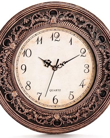 Pumtus Silent Wall Clock, 13 Inch Vintage Large Wall Clocks, Battery Operated Round Bathroom Clock, Non-Ticking Decorative Retro Analog Clocks for Living Room, Office, Kitchen, School, Bedroom