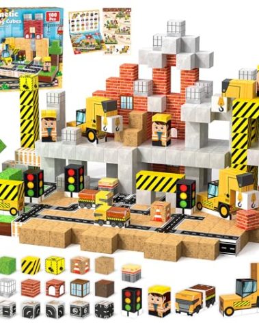 ToyUnited Magnetic Blocks - 100PCS Magnetic Building Blocks Magnet Cubes Stacking Construction Set, STEM Montessori Sensory Toys for Kids Boys Girls Ages 3-5 6-8 Holiday Easter Birthday Gifts