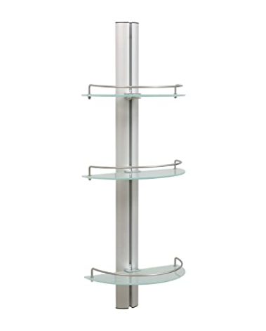 Organize It All Mounted 3 Tier Half Moon Bathroom Glass with Stainless Steel Rail Shelf